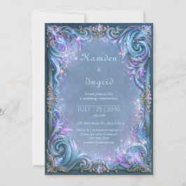 Lavendel-Himmels-Filigran-Hochzeit Einladung