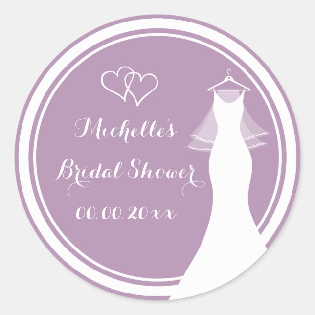 Lavendel Hochzeitskleid Brautparty Aufkleber (Vorderseite)