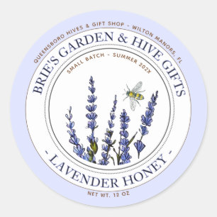 Lavendel-Honigglas-Etikett mit Honigbienen Runder Aufkleber