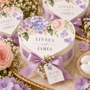 Lavendel-Hortensien-Rosé-Hochzeits-Herz-Siegel Herz-Aufkleber