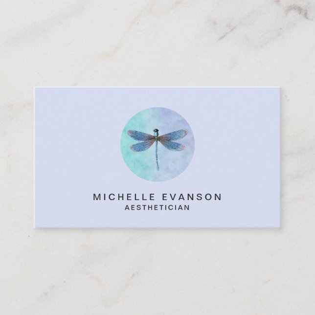 Lavendel-Hübsch-Dragonfly-Wasserfarben-Logo Visitenkarte (Vorderseite)