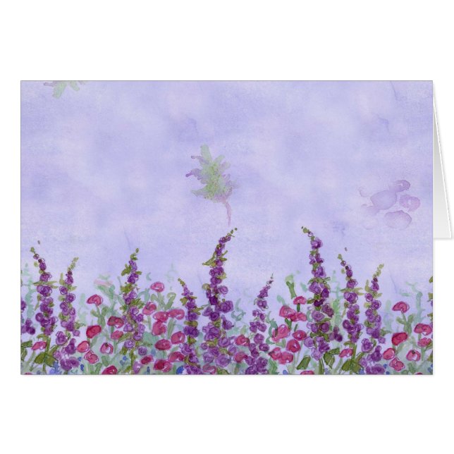 Lavendel Hütte Garten Wasserfarben Blume (Vorderseite (Horizontal))