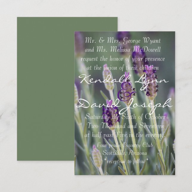 Lavendel in Bloom Einladung (Vorne/Hinten)