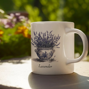 Lavendel in Delft Blau, anpassbar Kaffeetasse