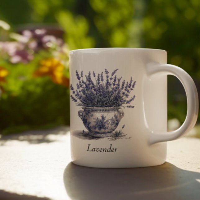 Lavendel in Delft Blue, benutzerdefinierbar Kaffeetasse (Von Creator hochgeladen)
