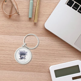 Lavendel in Delft Blue, benutzerdefinierbar Schlüsselanhänger