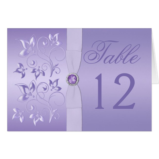 Lavendel-Jewelled Tabellen-Blumenkarte (Vorderseite (Horizontal))