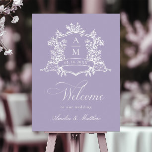 Lavendel klassische Floralkrone Hochzeitsbegrüßung Poster