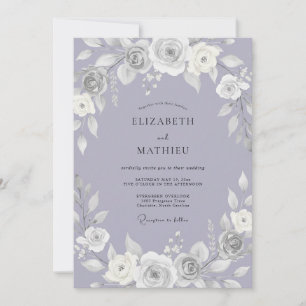 Lavendel-Klassische Hochzeit im königlichen Stil Einladung