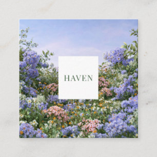 Lavendel Korallen Blumen Wiese Quadratischer Rahme Quadratische Visitenkarte