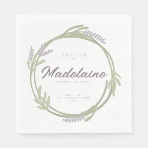 Lavendel-Kranz-Design für die Taufe - Papiertischd Serviette