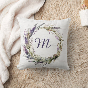 Lavendel-Kranz mit Monogramm  Kissen