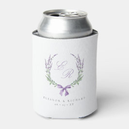 Lavendel-Kranz & Schleife Monogramm-Hochzeit Dosenkühler
