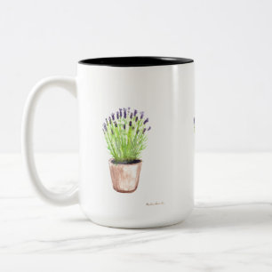 Lavendel-Kräuter-Topfpflanze rustikal lila Zweifarbige Tasse