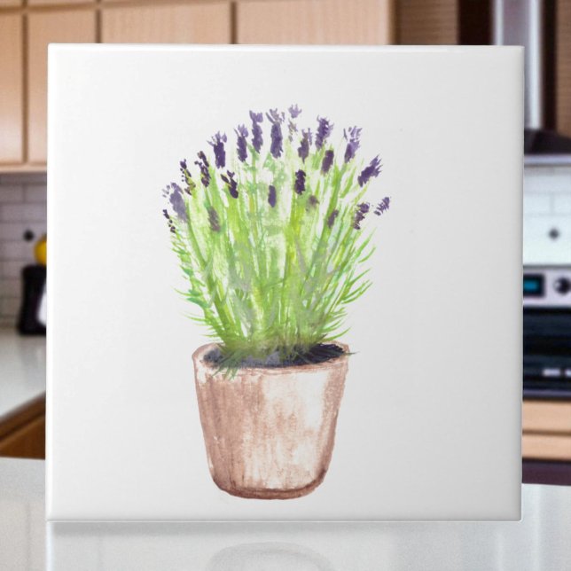 Lavendel Kräutertopf Pflanze Aquarellküche Fliese (Von Creator hochgeladen)