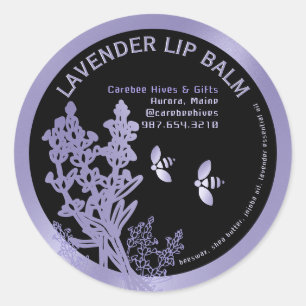 Lavendel-Label für Lip Balm-Blume und Bienen Runder Aufkleber