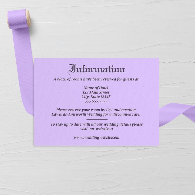 Lavendel-Leaf- und Floral-Monogramm-Hochzeit Begleitkarte (Von Creator hochgeladen)