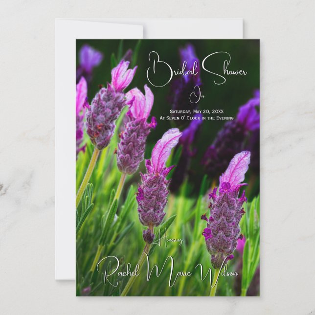 Lavendel, Liebe & Hingabe, Hochzeitsfest, Brautpar Einladung (Vorderseite)