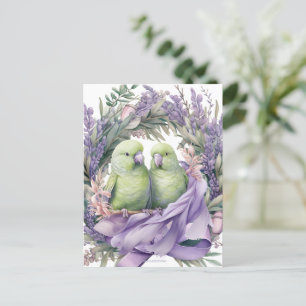 Lavendel-Liebesvögel Postkarte