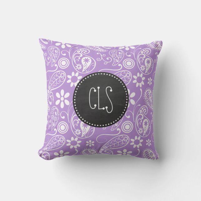 Lavendel, Light Lila Paisley; Chalkboard-Look Kissen (Vorderseite)