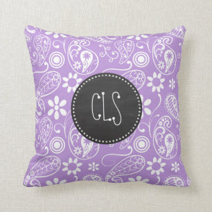 Lavendel, Light Lila Paisley; Chalkboard-Look Kissen