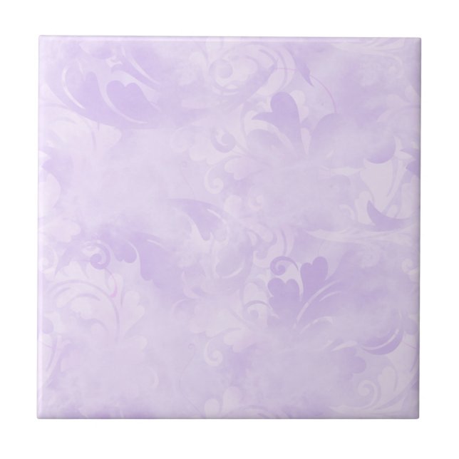 Lavendel-lila abstraktes Feder-Muster Fliese (Vorderseite)