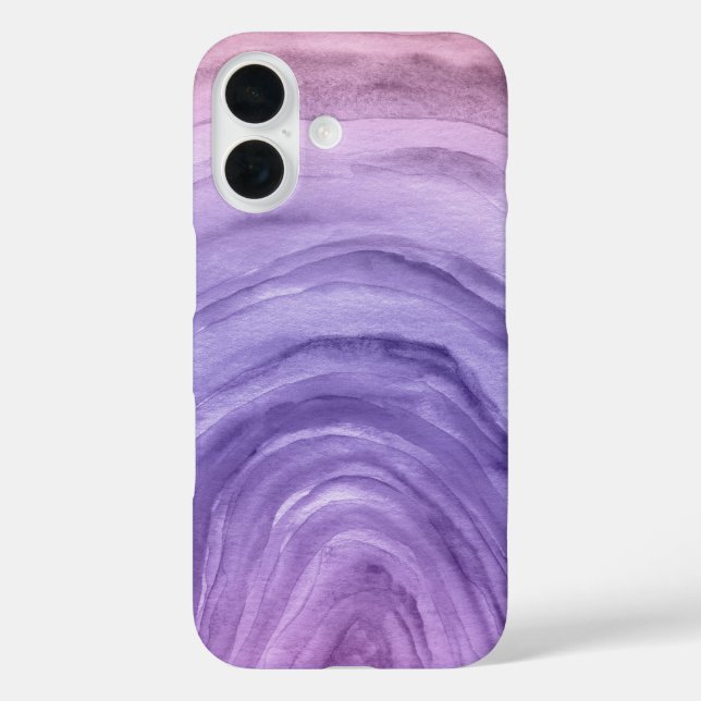 Lavendel Lila Agate Abstraktes Aquarellmuster iPhone 16 Hülle (Rückseite)