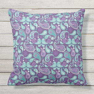 Lavendel, Lila, Aqua Mix, Match Floral Paisley Kissen