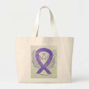 Lavendel Lila Awareness Ribbon Custom Totbeutel Jumbo Stoffbeutel