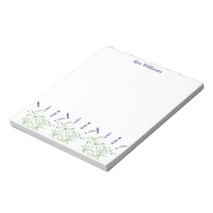 Lavendel-Lila Blumen Aquarell Kräuter Notizblock