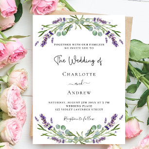 Lavendel lila Blumen Grün Luxus-Hochzeit Einladung