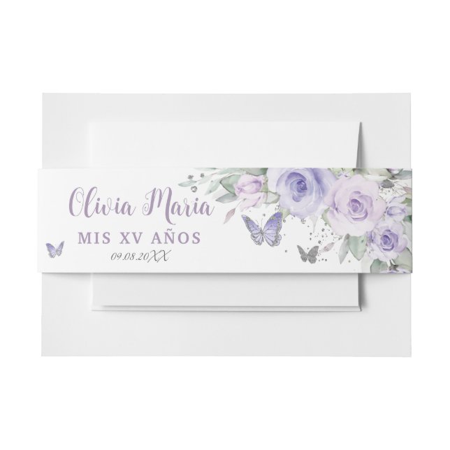 Lavendel Lila Blumenschmetterlinge Chinesischer Sü Einladungsbanderole (Vorderseite Beispiel)