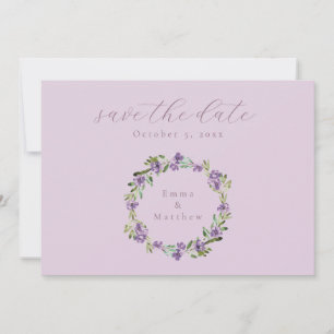Lavendel Lila botanischer Kranz QR Save The Date