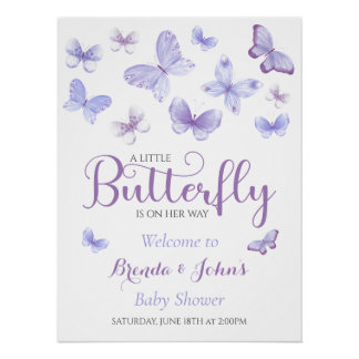 Lavendel Lila Butterfly Begrüßungszeichen Poster