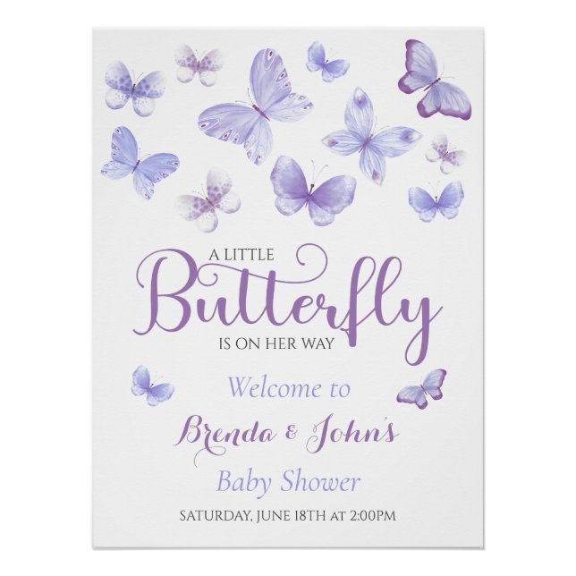Lavendel Lila Butterfly Begrüßungszeichen Poster (Vorderseite)