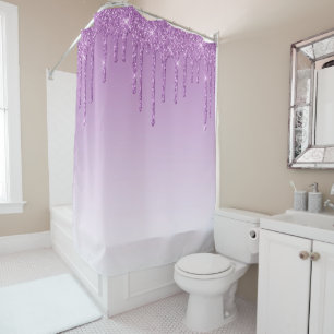 Lavendel Lila Dripping Glitzer Duschvorhang