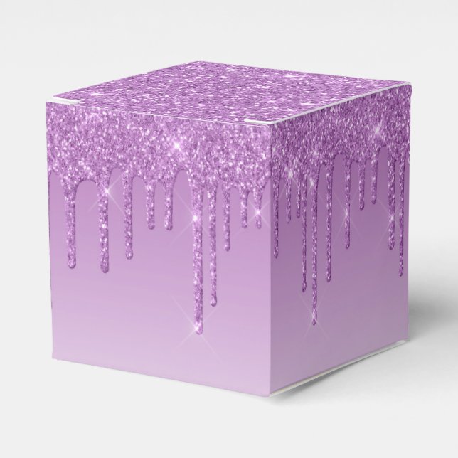 Lavendel Lila Dripping Glitzer Geschenkschachtel (Vorderseite)