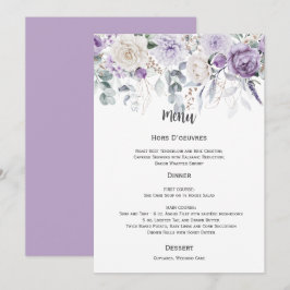 Lavendel, Lila, Elfenbein, Green Wedding Menu Einladung