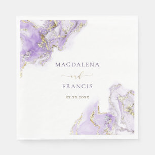 Lavendel-lila Farbmarmorhochzeit Serviette