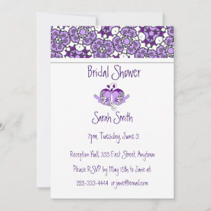 Lavendel Lila Floral Birds & Heart Dusche Einladun Einladung