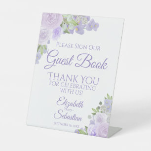 Lavendel Lila Floral Bitte Unterschreiben Sie unse Sockelschild