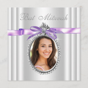 Lavendel-lila Foto-Schläger Mitzvah Einladung