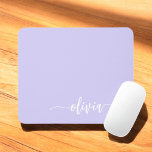 Lavendel Lila Girly Script Monogram Name Modern Mousepad<br><div class="desc">Lavender Lila Monogram Fügen Sie Ihren eigenen Namen Mousepad (Maus-Pad). Das macht den perfekten 16 Geburtstag,  Hochzeit,  Brautparty,  Jubiläum,  Babydusche oder Junggeselinnen-Abschied Geschenk für jemanden,  der Lieben glamourösen Luxus und schicke Stile.</div>