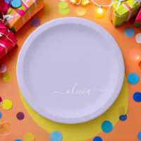 Lavendel Lila Girly Script Monogram Name Modern