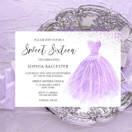 Lavendel Lila Glitzer Gown Sweet 16 Party Einladung