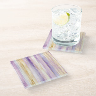 Lavendel Lila Gold Streifen Junggesellinnenabschie Glasuntersetzer