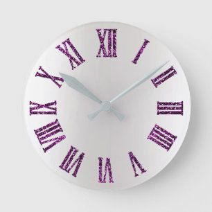 Lavendel lila graues silbernes Ombre minimales Runde Wanduhr