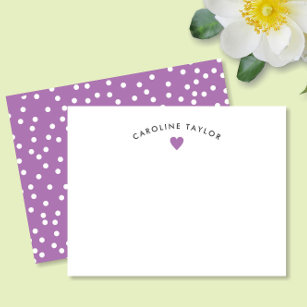 Lavendel Lila Heart & Dots Niedlich Girly Mitteilungskarte