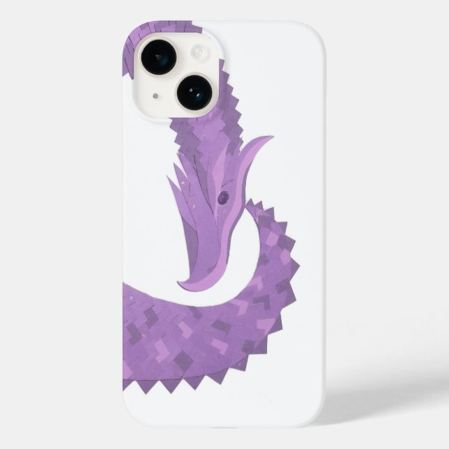 Lavendel lila Herzdrache auf Weiß Case-Mate iPhone 14 Hülle (Rückseite)