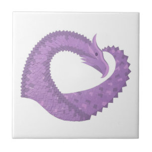 Lavendel lila Herzdrache auf Weiß Fliese